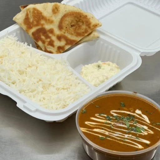 Butter Chicken with Basmati Rice and Naan Bread